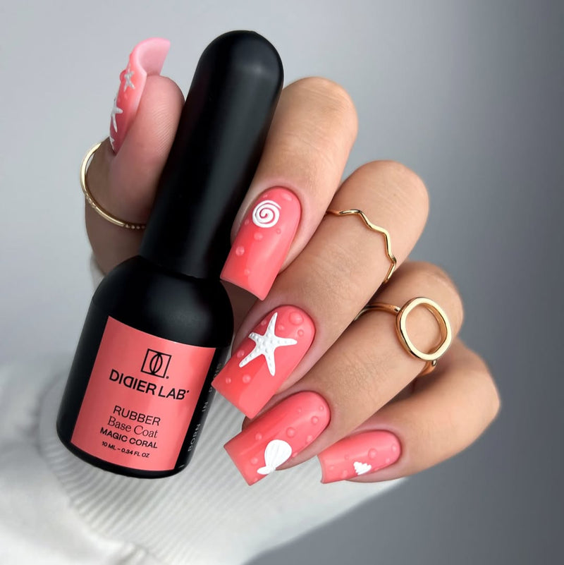 Gel polish, Rubber base coat, Magic coral, 10ml